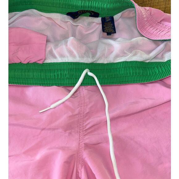 Mens Polo Ralph Lauren Pink Lined Swimming Trunks Shorts Logo Elastic Waist 2XLT - Picture 7 of 9